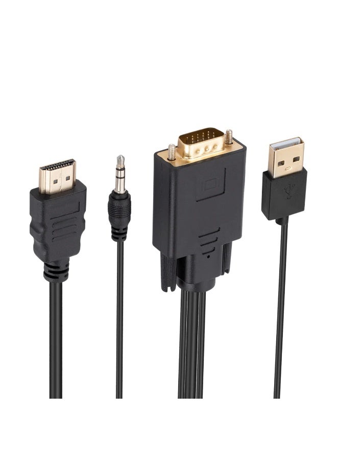 FUJISHKA 1080p VGA to HDMI Cable 1.8m for PC and TV - Black One-Way Converter - Image 4