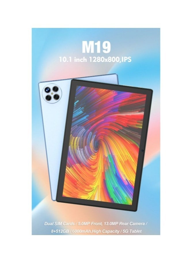 REBENUO - M19 tablet 10.1-inch screen size 8GB RAM and 512GB storage space supports 5G LTE connection latest version (blue) - Image 1