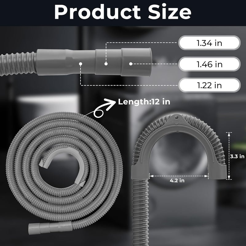 Funmit 12Ft Universal Washing Machine Drain Hose Flexible Extension Hose Fit For Most Household Washing Machines - Image 5