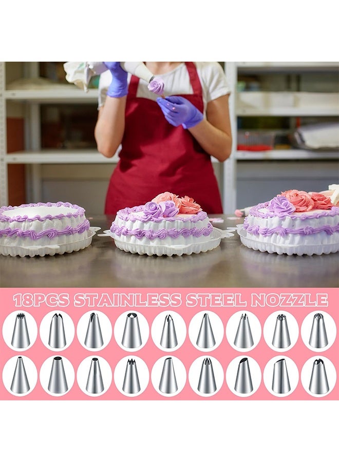 126 Pcs Professional Piping Bags and Tips Set,100 Pocket Bags & 18 Mugs Stainless Steel Pocket Bags & 1 EVA Pastry Bag, etc.,Cake Decoration Piping Tips,Cake Piping Kit - Image 5