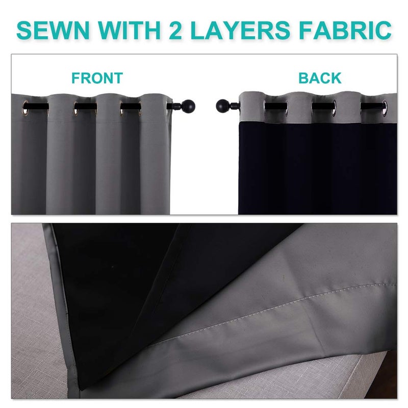 NICETOWN Grey Full Shade Curtain Panels  Pair of Energy Smart & Noise Blocking Out Blackout Drapes for Dining Room Window  Thermal Insulated Guest Room Lined Window Dressing(Gray  62 x 72 inch) - Image 5