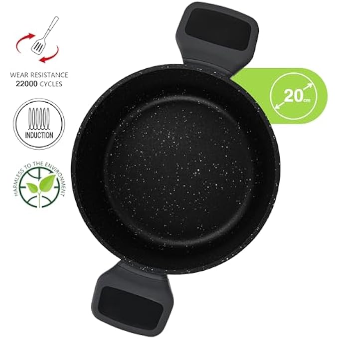 Fissman Stockpot WGlass Lid 27L Cast Aluminum NonStick Coating Stockpot 20X10Cm Titanium Pro  Professional Greblon C3 Coating By Germany Technology  Induction Compatible  Bakelite Handle - Image 5
