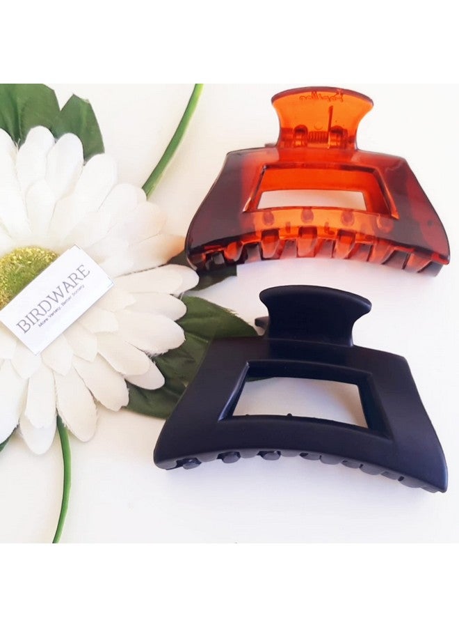 بيردوير مشبك شعر كبير الحجم للنساء من BIRDWARE، مصنوع من مادة الأكريليك المطاطية المستوردة، مشبك شعر على شكل فراشة حجرية للنساء | مشبك شعر (عبوة من قطعتين) (أسود، صدفي - شكل موصى به) - Image 1