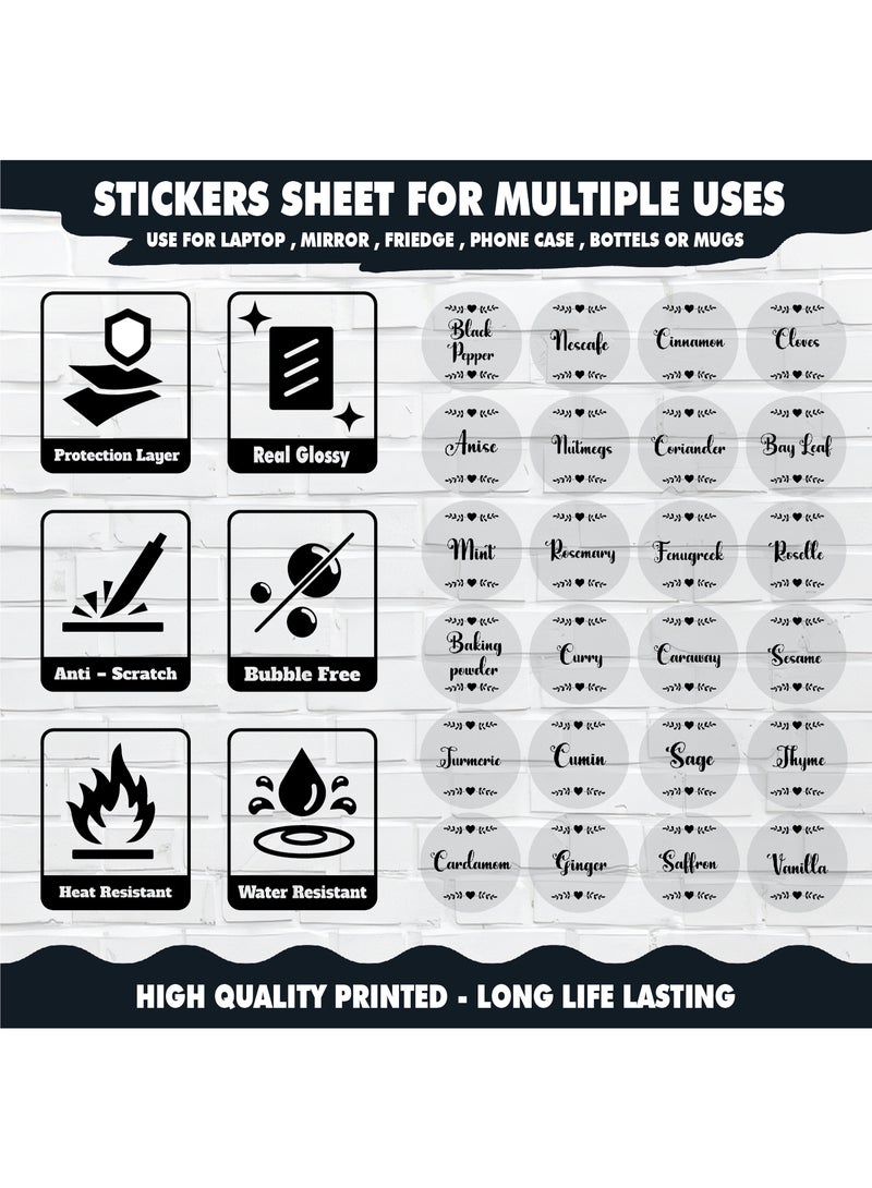 48Pcs Spice Sticker Labels – Waterproof Vinyl with Protective Coating, Durable Kitchen Organizer Tags for Herb and Seasoning Containers, Water-Resistant and Long-Lasting - Image 3