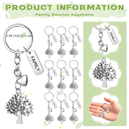 Ecation 36 Sets Family Party Favors for Guests Tree Keychains Heart Tree Keychains with Cards Organza Bags Family Reunion Gift - Image 2