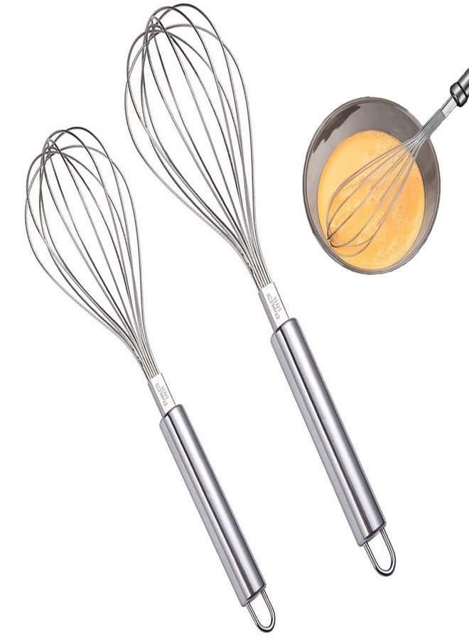 Cangfort Whisks for Cooking, Wisking Tool 2 PCS, Metal Whisk Set for Non-Stick Cookware, Balloon Egg Beater Perfect for Blending, Whisking, Beating, Frothing & Stirring-Easy to Use and Clean (11.81"&9.84") - Image 1