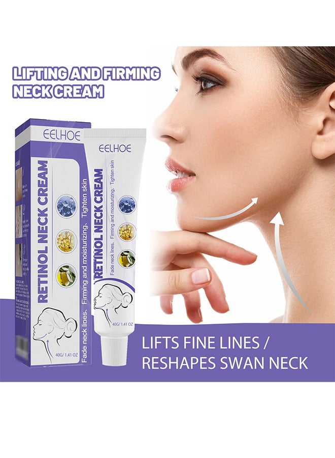 EELHOE Retinol Neck Cream Fade Neck Lines, Firming and Moisturizing Brighten Skin Neck Massage, Reshape Swan Neck-40g - Image 1