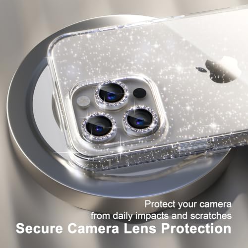 Choiche Compatible for iPhone 15 Pro Case Women Phone Case, Cute Bling Sparkly, Military Grade Drop Protection, 3 Diamond Camera Lens Covers, 2 Tempered Glass Protectors, 6.1 inch (Glitter Clear) - Image 3