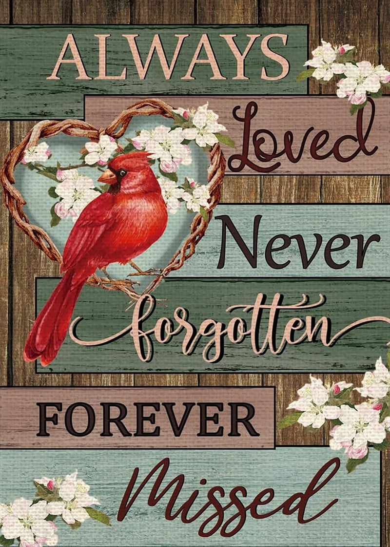 KINPLUB 5D Cardinal Diamond Painting Kits for Adults Beginners, Always Loved Never Forgotten Memorial Day Diamond Art Kits, DIY Full Round Drill Paint with Diamonds Dots, Home Wall Decor 12 x 16 Inch - Image 1