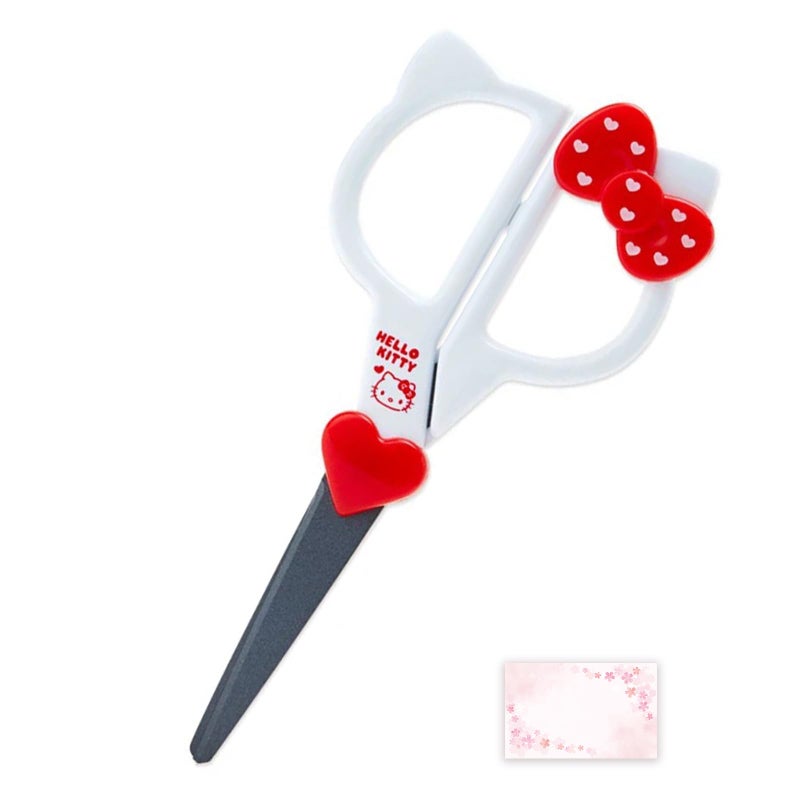 SanrioOriginal Face Shaped Scissors Japan Import Includes Cherry Blossom Message Card Kitty - Image 2