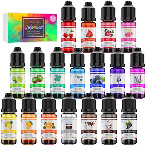DecorRom Epoxy Resin Pigment - 18 Color Liquid UV Resin Dye for Coloring, DIY Art Jewelry Making - Concentrated Colorant for Paint, Crafts - 0.35 oz/10ml Each - Image 1
