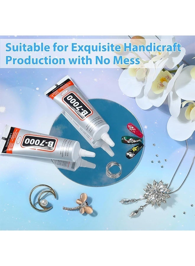 2 قطعة 110 مل طراز B7000 غراء متعدد الوظائف قوي الالتصاق مقاوم للماء شفاف سريع الجفاف للصق المجوهرات ودبابيس الشعر والجلد وحافظات الهواتف الأكريليكية والأظافر والحرف اليدوية الماسية ومستلزمات الحفلات - Image 4