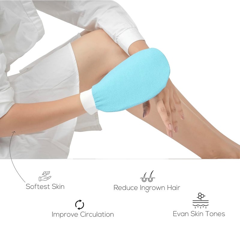 SellBotic Exfoliating Bath Glove for Dead Skin Body | Scrub Glove Bath Brush | Gentle on the Skin | Improves Circulation | Unisex | Easy to Use | (Sky Blue) - Image 3