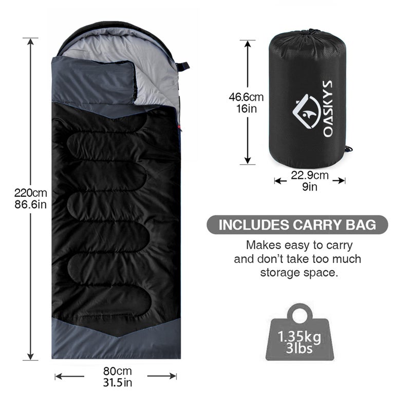oaskys Camping Sleeping Bag - 3 Season Warm & Cool Weather - Summer Spring Fall Lightweight Waterproof for Adults Kids - Camping Gear Equipment, Traveling, and Outdoors - Image 2