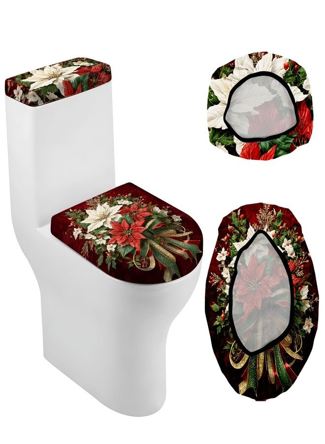 seewan Christmas Toilet Lid Cover, Dust Splash Resistant Toilet Seat Cover and Washable Toilet Tank Protector - Image 1