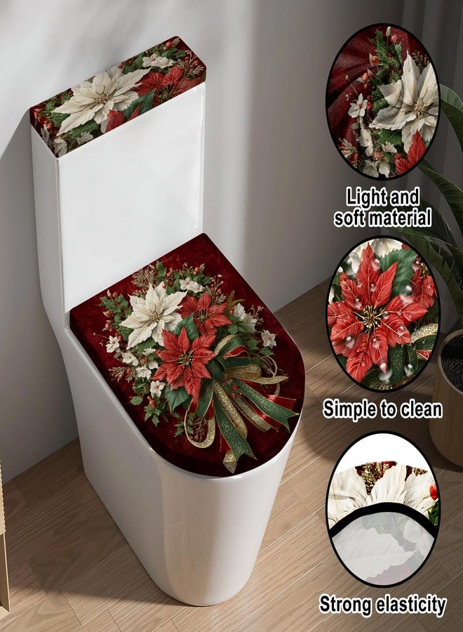 seewan Christmas Toilet Lid Cover, Dust Splash Resistant Toilet Seat Cover and Washable Toilet Tank Protector - Image 3