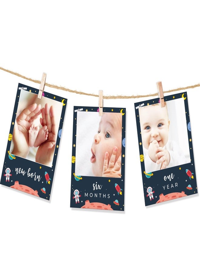 Just Party Newborn to 12 Months Photo Banner for Birthday Photo Frame Milestone First Birthday Props Space Theme - Image 1