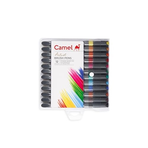 Camel Artist Fine Brush Pen Set - 12 Shades, Assorted - Image 1