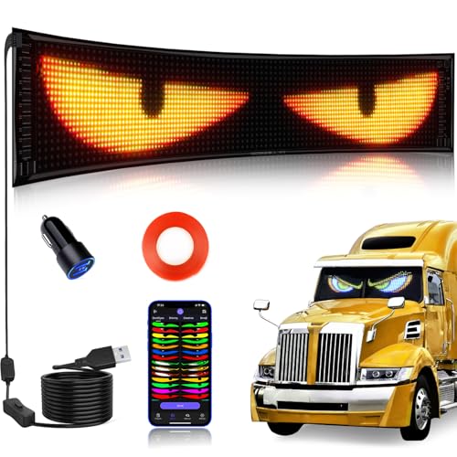 Rayhome Synchronize Multiple Devil Eyes Light 23x5 Full Color LED Eyes for Truck Windshield Programmable LED Display for Car Scrolling Led Light Sign for Car Window 1PCS - Image 1