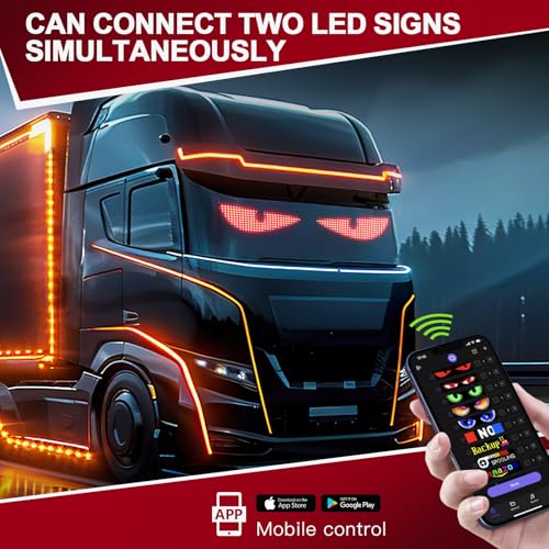 Rayhome Synchronize Multiple Devil Eyes Light 23x5 Full Color LED Eyes for Truck Windshield Programmable LED Display for Car Scrolling Led Light Sign for Car Window 1PCS - Image 3