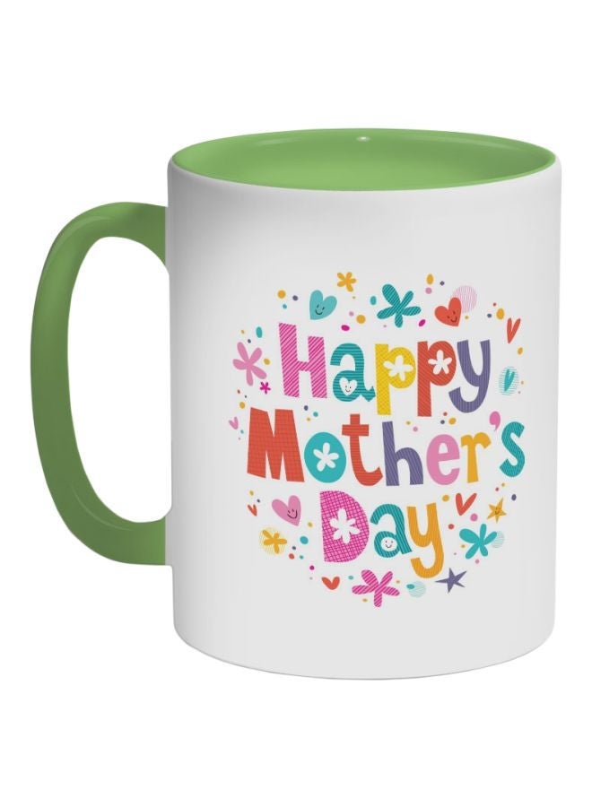RYN Happy Mother's Day Printed Coffee Mug Green/Yellow/White 325ml
