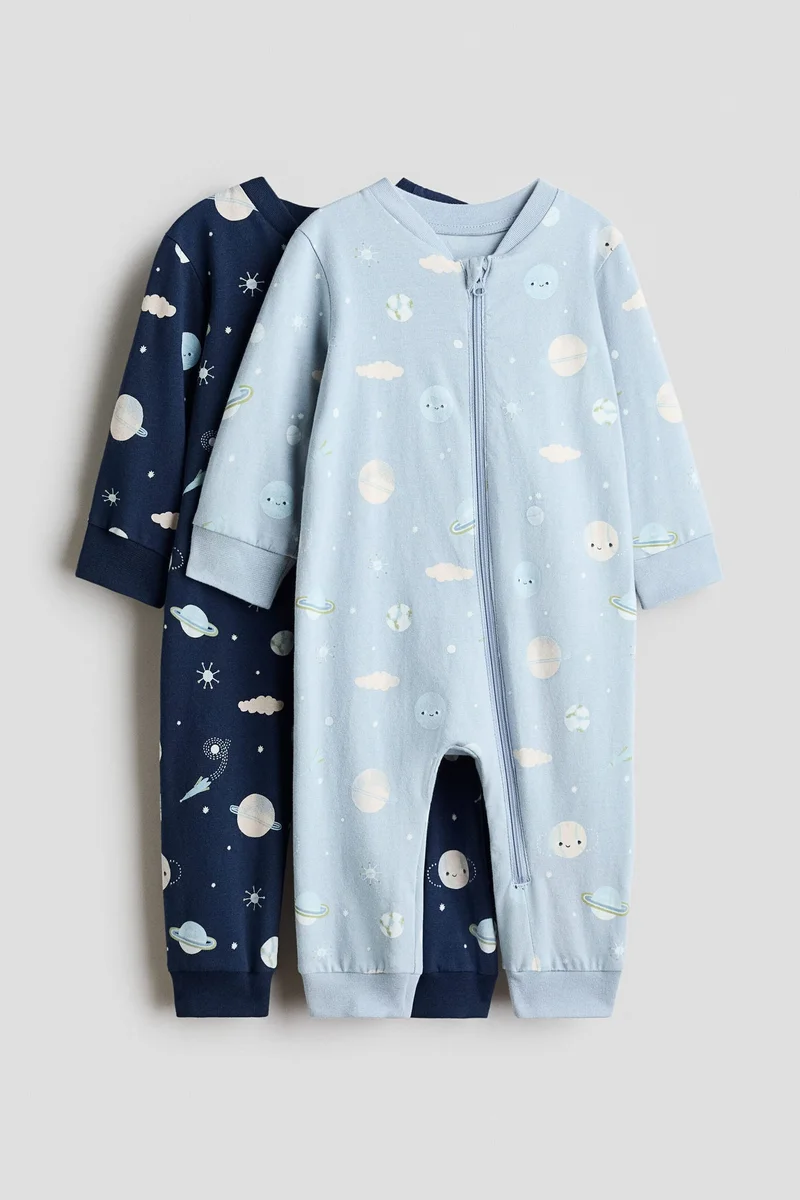 H&M 2-pack printed sleepsuits