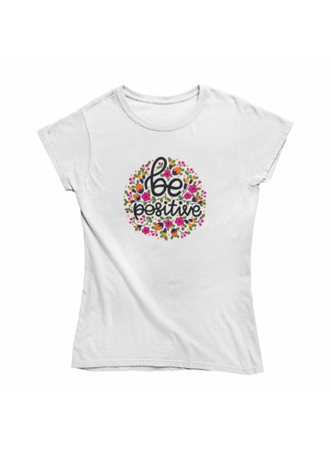 Primina Women's printed T-Shirt -be positive, round neck, 100% cotton, regular fit - Image 1