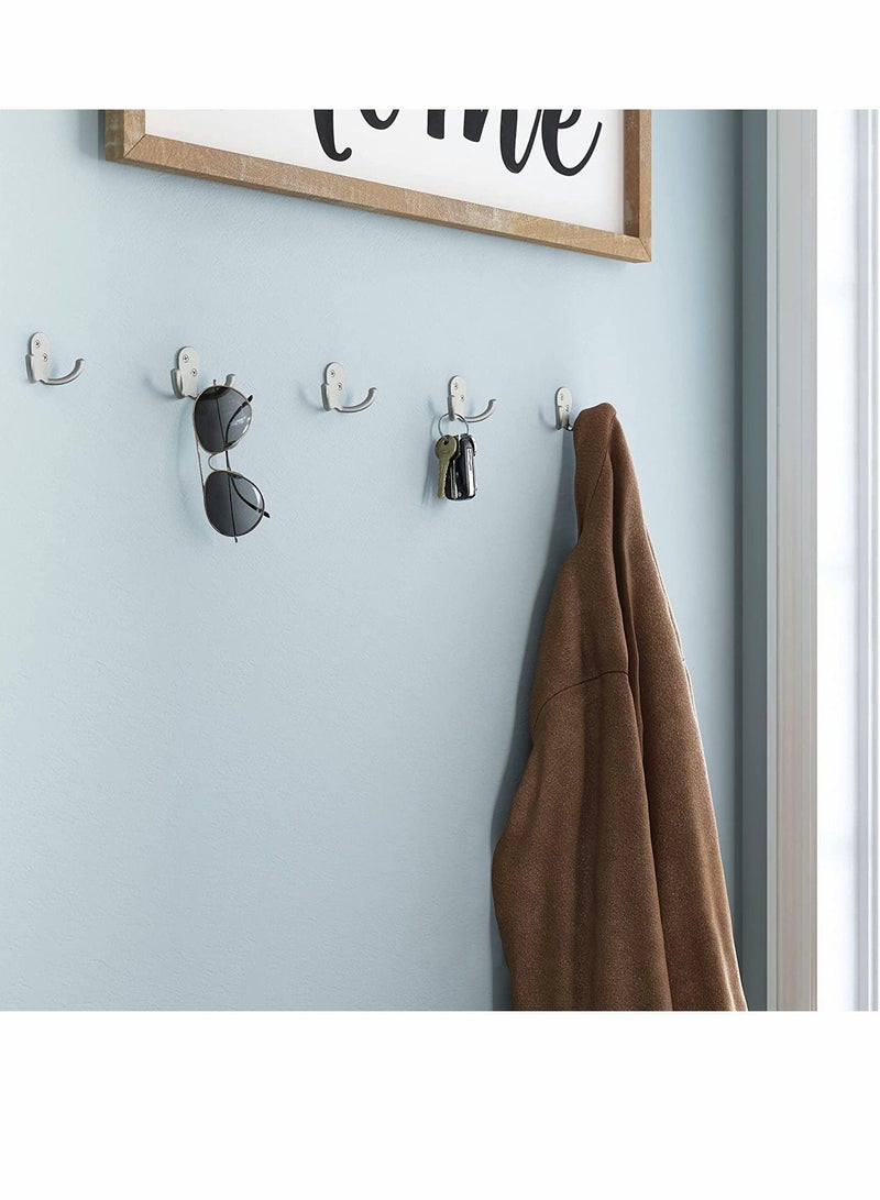 3 Pack Brass Double Prong Towel Hook Matte Nickel Holder for Bathroom Dual Coat Hooks Retro Metal Wall Mounted Bedrooms Kitchen Accessories - Image 4