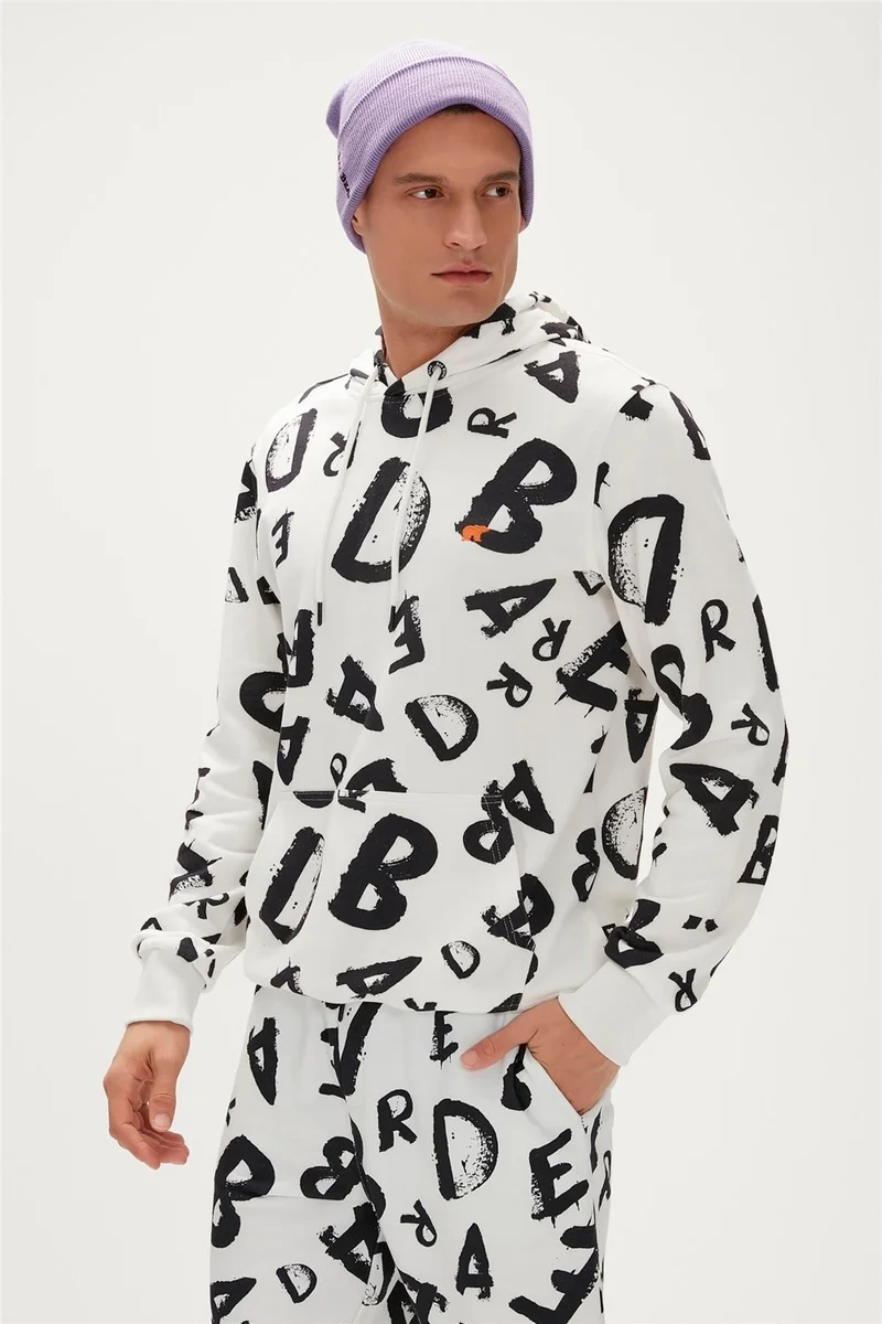 Bad Bear Bling Hoodie Off-White White Hooded Men's Sweatshirt