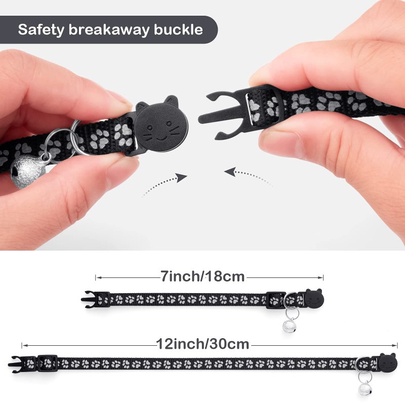 LLHK 2 Pack Breakaway Cat Collars & 2 Pcs Name Tags,Reflective Safety Kitten Collar with Bell,for Girl Boy Male Cats,Adjustable 7''-12'', Personalized ID Tag,Pet Supplies,Accessories - Image 5
