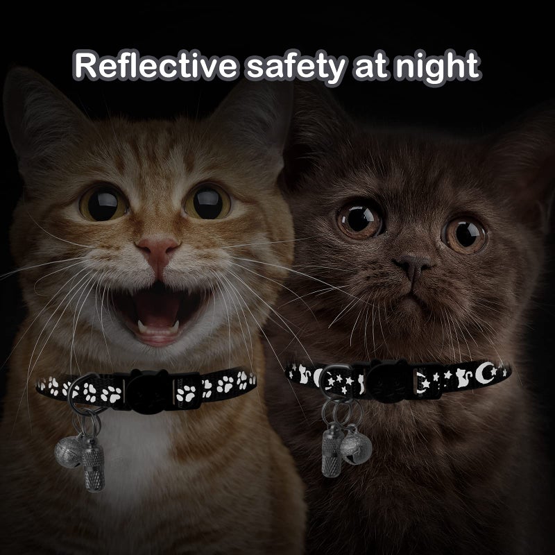 LLHK 2 Pack Breakaway Cat Collars & 2 Pcs Name Tags,Reflective Safety Kitten Collar with Bell,for Girl Boy Male Cats,Adjustable 7''-12'', Personalized ID Tag,Pet Supplies,Accessories - Image 3