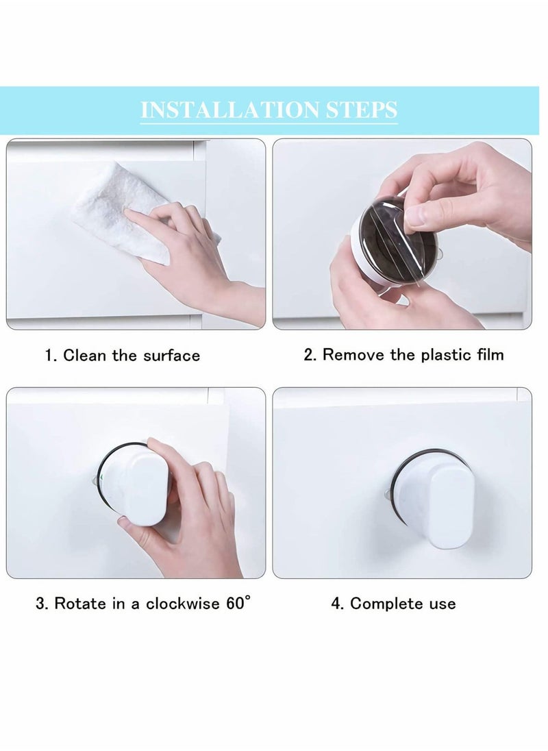 Y&D 2 Pack Suction Cup Handles Glass Door Handles Vacuum Strong Pull For Bathroom Wall Shower Cabinet Mini Fridge White  - Image 5