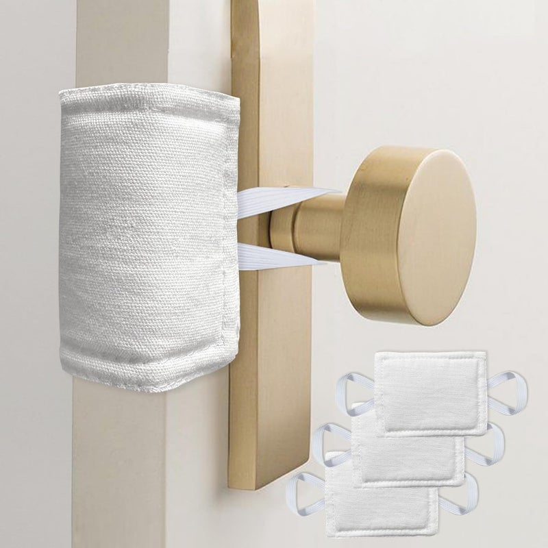 warmtone Door Latch Cover Baby Door Silencer Cushion for Slamming, Quiet Lock Cover Closer Durable Material for Light Sleeper Nursery Children - 4x3 inches, White, 3 Pieces - Image 1