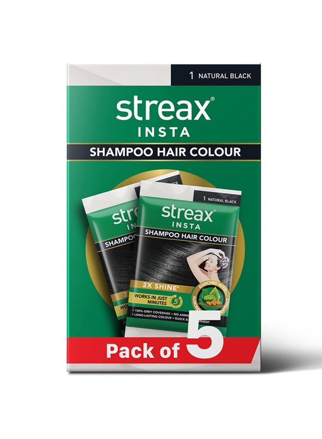 ستريكس شامبو ستريكس إنستا لتلوين الشعر للنساء والرجال، أسود طبيعي - عبوة من 5 قطع | تغطية كاملة للشعر الرمادي في 5 دقائق | يدوم طويلاً، سهل الاستخدام - Image 3