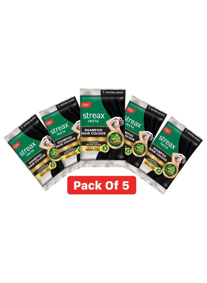 ستريكس شامبو ستريكس إنستا لتلوين الشعر للنساء والرجال، أسود طبيعي - عبوة من 5 قطع | تغطية كاملة للشعر الرمادي في 5 دقائق | يدوم طويلاً، سهل الاستخدام - Image 2