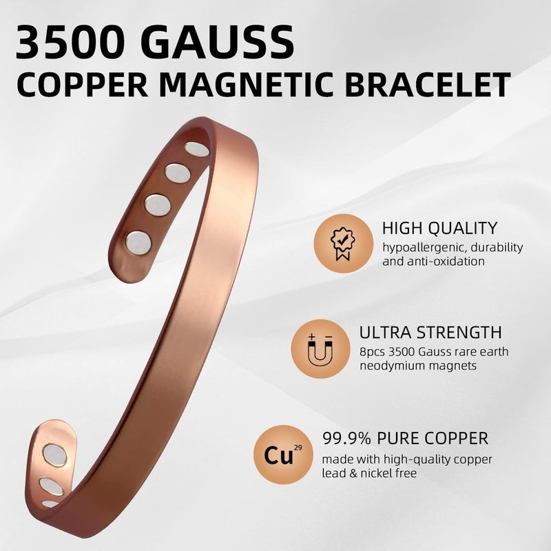 Joyzzz Pure Copper Magnetic Bracelets - Adjustable Cuff Bangle for Men & Women - Image 4