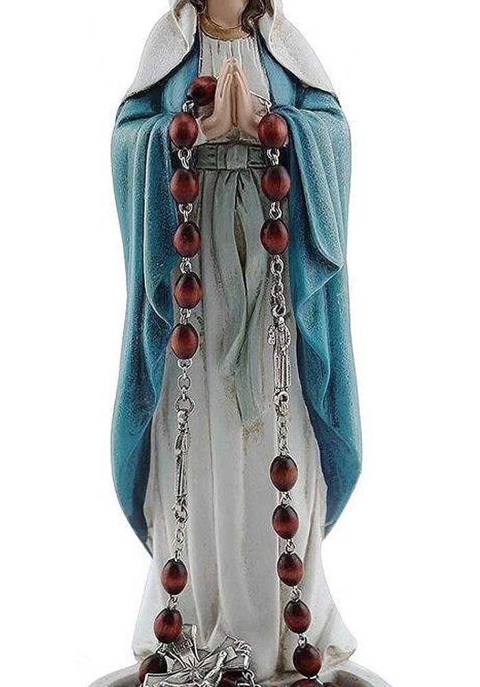 CB Praying Our Lady of Grace Virgin Mary Rosary Holder Statue Figurine - 8 Inch - Image 3