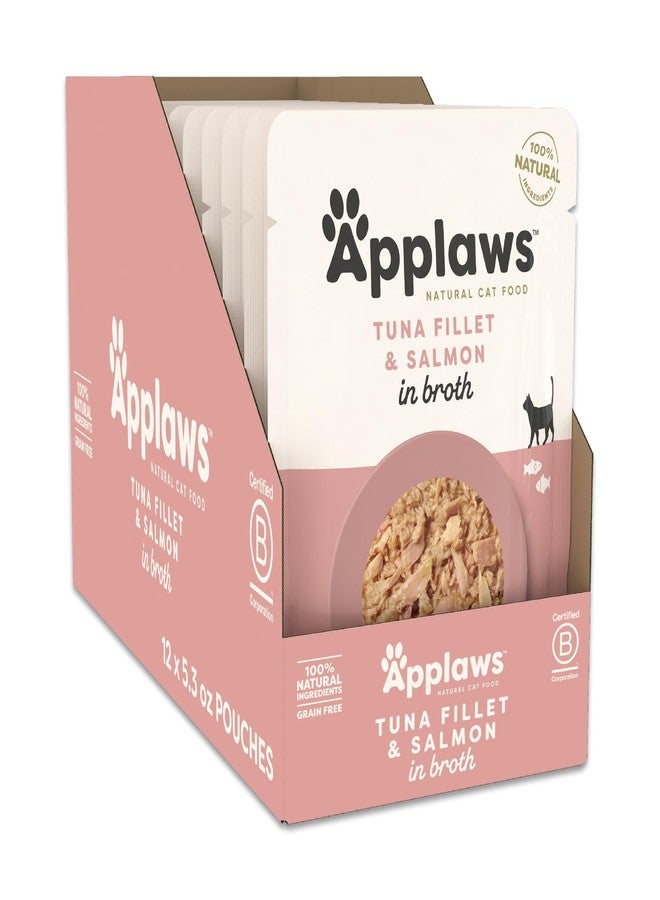 آبلاوس طعام القطط الرطب الطبيعي من أبلاوز في مرق، مكونات محدودة وطبيعية، غني بالبروتين بدون إضافات صناعية، فيليه التونة والسلمون في مرق (12 كيس × 5.3 أونصة) - Image 1