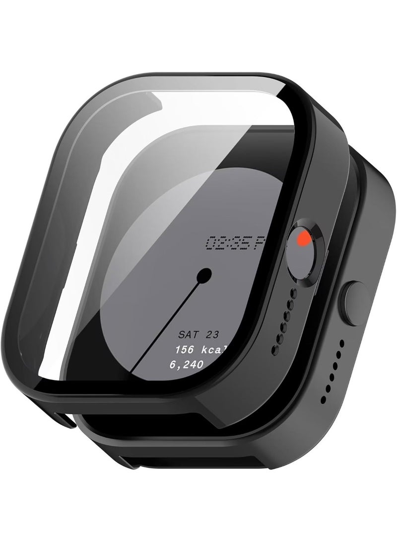 Case Compatible with CMF by Nothing Watch Pro, Full Coverage Slim Hard Case Protective Bumper Built-in Tempered Glass Screen Protector Shell for CMF by Nothing Watch Pro (Black) - Image 1