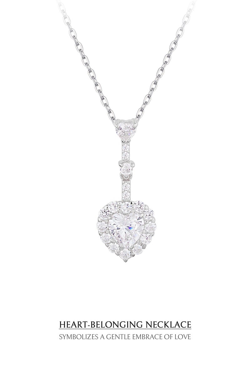 AWNL Heart-belonging Necklace for Women – Pendant with White Zirconia Gemstone and Sterling Silver, Middle East Exclusive Collection - Image 2