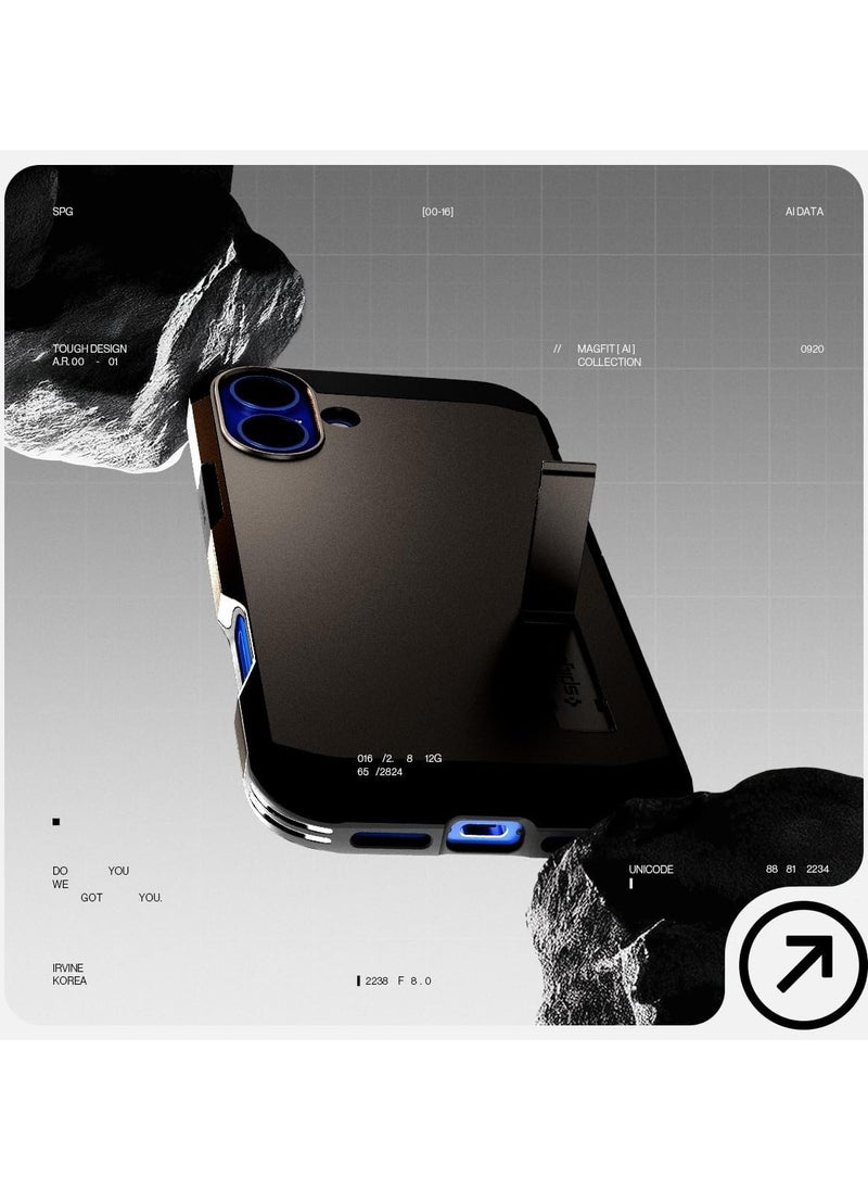 Spigen Tough Armor MagFit AI for iPhone 16 Plus Case Cover MagSafe with Kickstand (2024) - Gunmetal  - Image 3