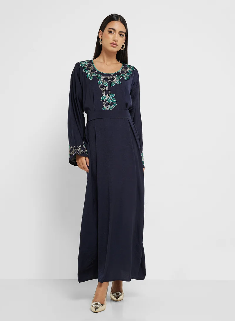 hayas closet Emroidered Belted Jalabiya