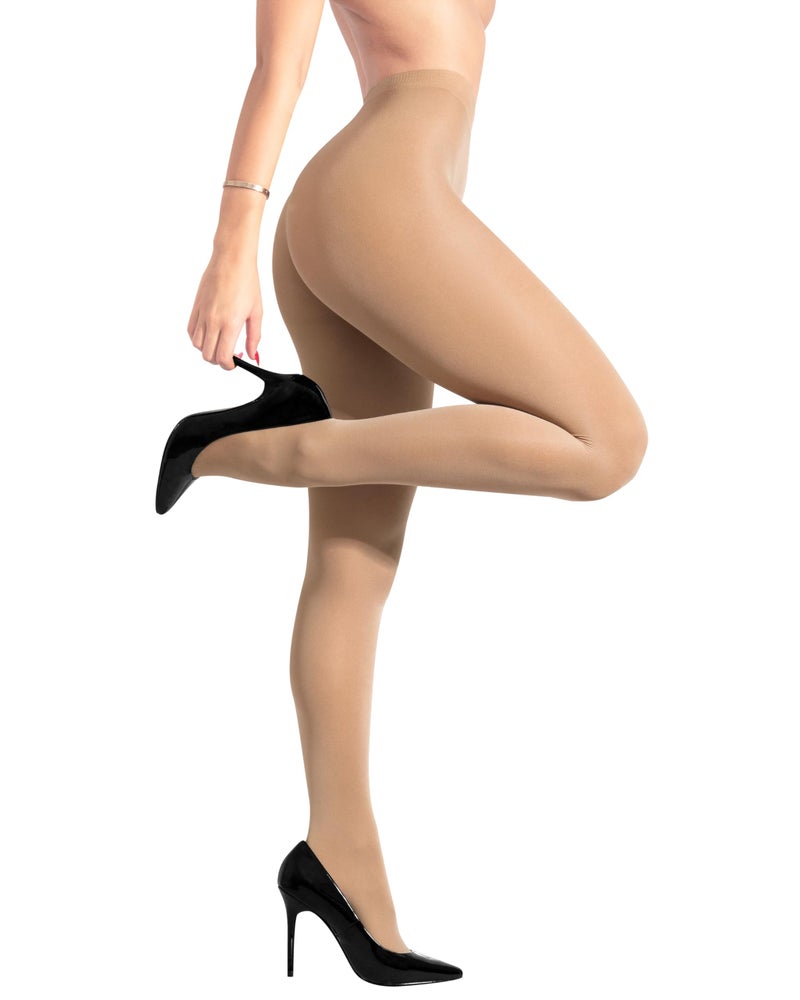 sofsy Non-Slip Soft Nude Tights for Women - Italian 40 Den Opaque High Waist Skin Colored Pantyhose | Reinforced Toes, Rip Resistant - Medium - Image 1