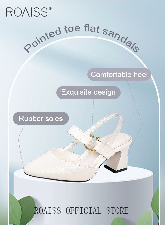 roaiss - Fashion Woman Office Lady Shoes Sandals Women's Summer Pointy Chunky Shoes Large Size Sandals - Image 1