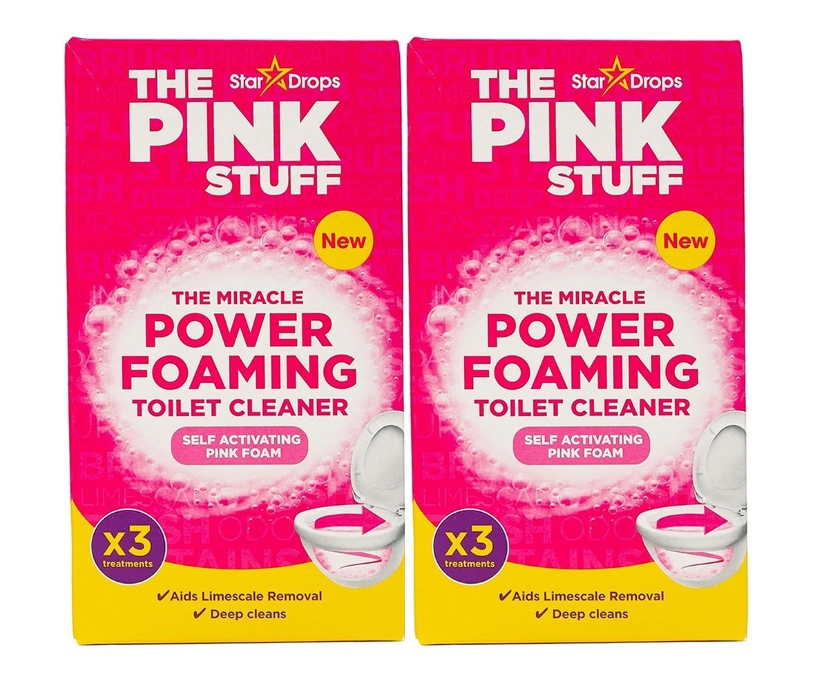 THE PINK STUFF Stardrops The Pink Stuff Miracle Foaming Toilet Cleaner Pack of 2 (2 x 100g) – Deep Cleaning Fizz Powder, Limescale Remover, Stain & Odour Eliminator, Toilet Bowl Cleaner, No-Scrub Bath