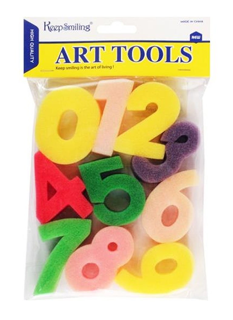Keep Smiling - Keep Smiling STK250-HM935-9 Sponge Foam 0-9 Numbers Shape Art Tool Set Multi colour - Image 1