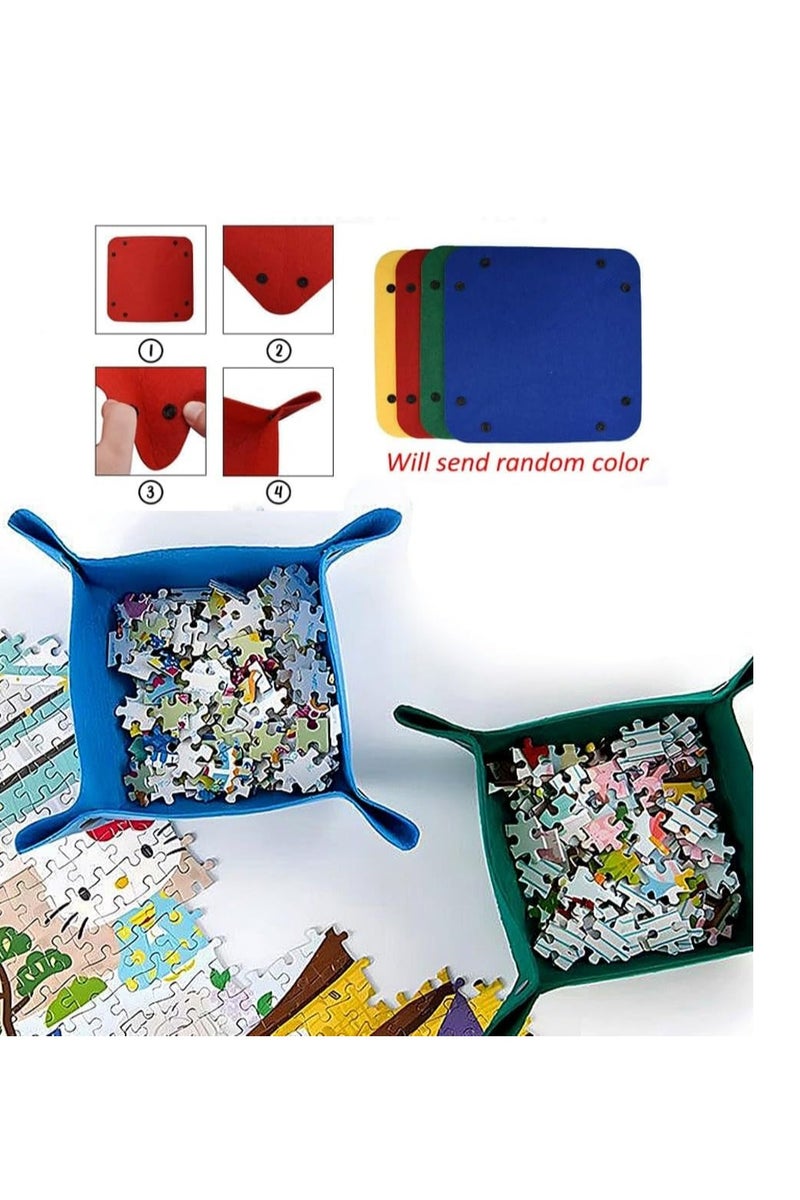 Jigsaw Puzzle Storage Roll Mat of 1500 Pieces with 4 Sorting Trays, Store Puzzle for Next Play, Jigsaw Puzzle Roll Mat Board Felt Mat Inflatable Tube, Inflator (Black, 1500 Pieces) - Image 3