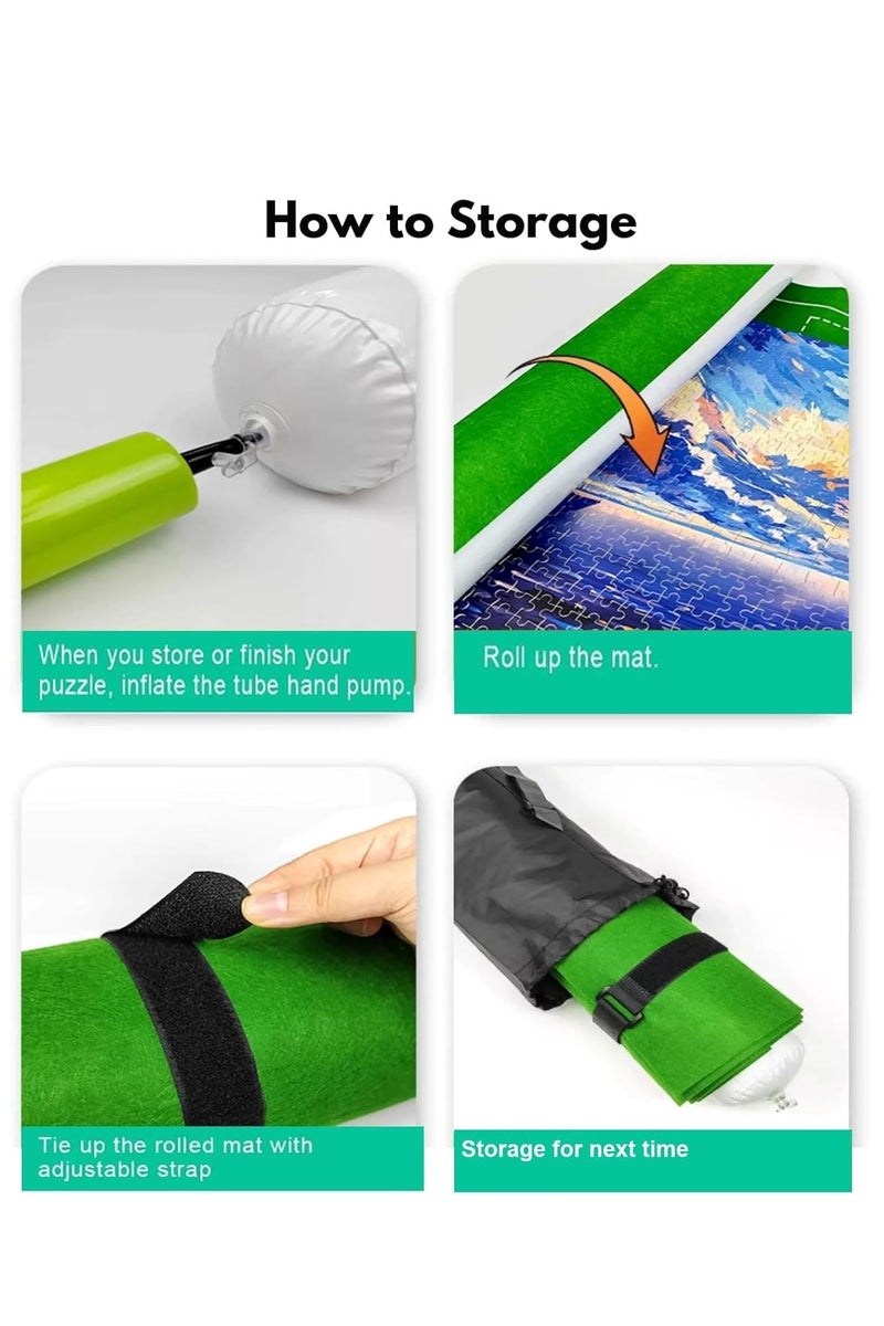 Jigsaw Puzzle Storage Roll Mat of 1500 Pieces with 4 Sorting Trays, Store Puzzle for Next Play, Jigsaw Puzzle Roll Mat Board Felt Mat Inflatable Tube, Inflator (Black, 1500 Pieces) - Image 4