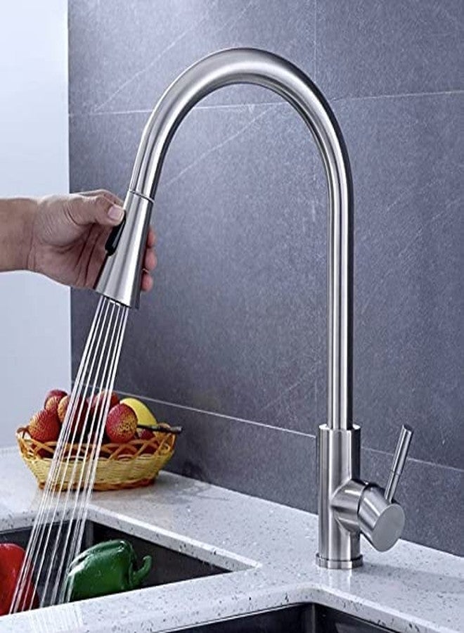 Colro Global SS 304 Pull Out Kitchen Sink Mixer Single Handled Sprayer Brushed Faucet for Kitchen/Bathroom 360° Swivel (Royal Silver) - Image 5
