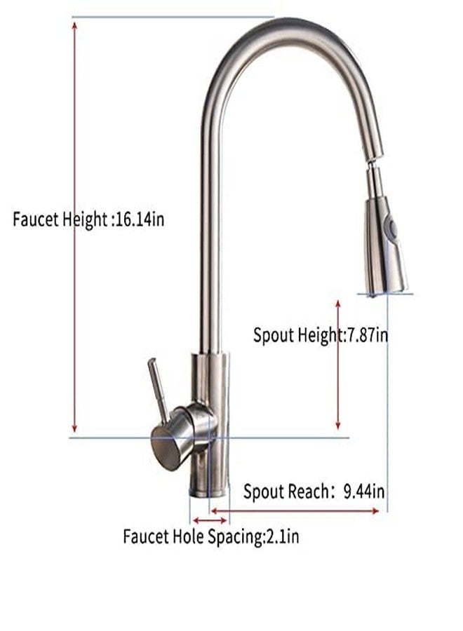 Colro Global SS 304 Pull Out Kitchen Sink Mixer Single Handled Sprayer Brushed Faucet for Kitchen/Bathroom 360° Swivel (Royal Silver) - Image 4
